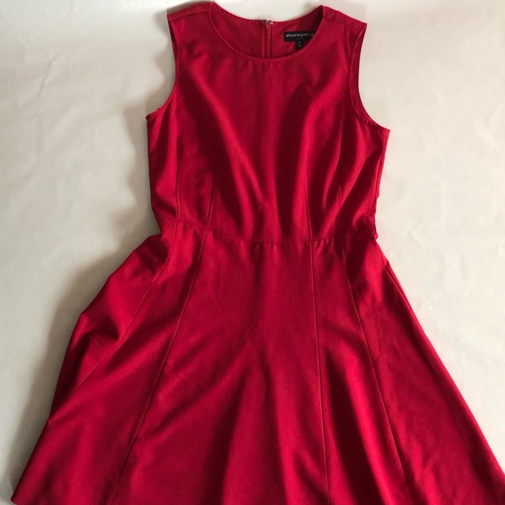 Sharagano Women's Red Sleeveless Midi Dress-14